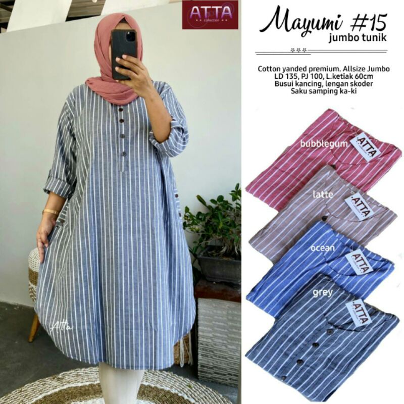 LONG TUNIK JUMBO KATUN YANDED PREMIUM MOTIF SALUR