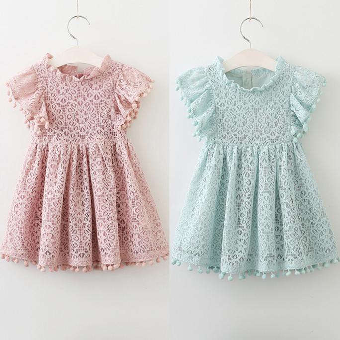 Barang Terbaru dres anak perempuan,,, Baju Anak Perempuan Lace Dress Brokat Pesta Import Murah - 4