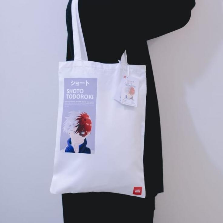 (NEW) Tote Bag Kanvas Anime My Hero Academia / Todoroki Shoto / Totebag Hitam / Totebag resleting