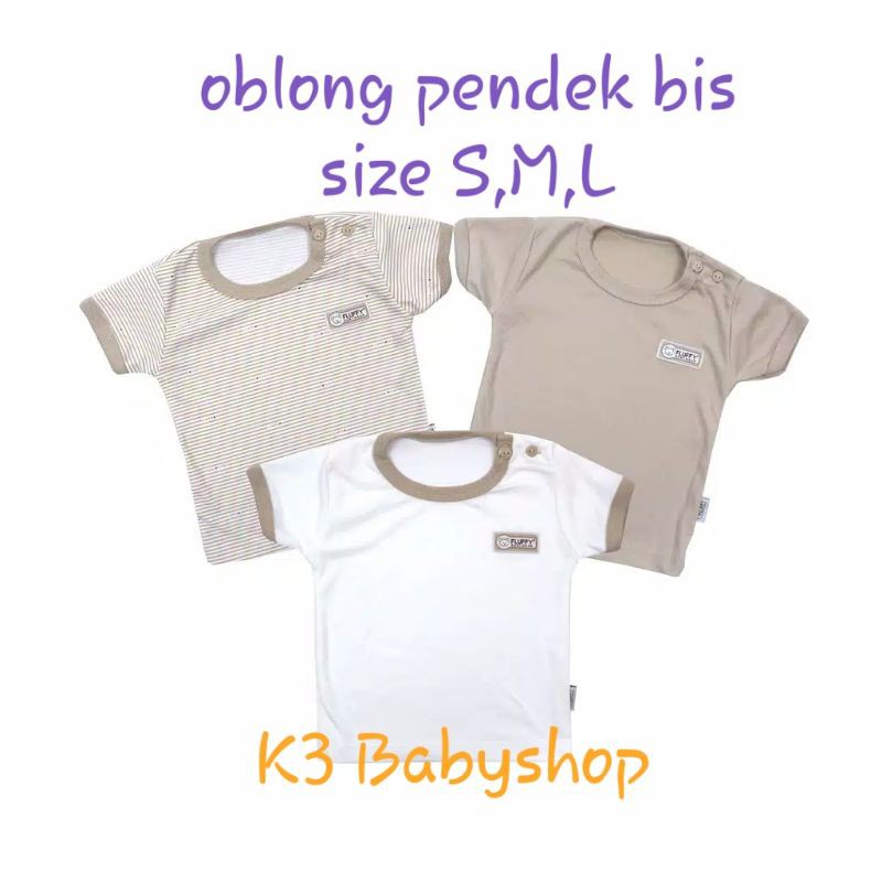 Oblong Pendek Bis Rib Fluffy seri khaki coklat putih white kaos bayi anak SNI baju rumah