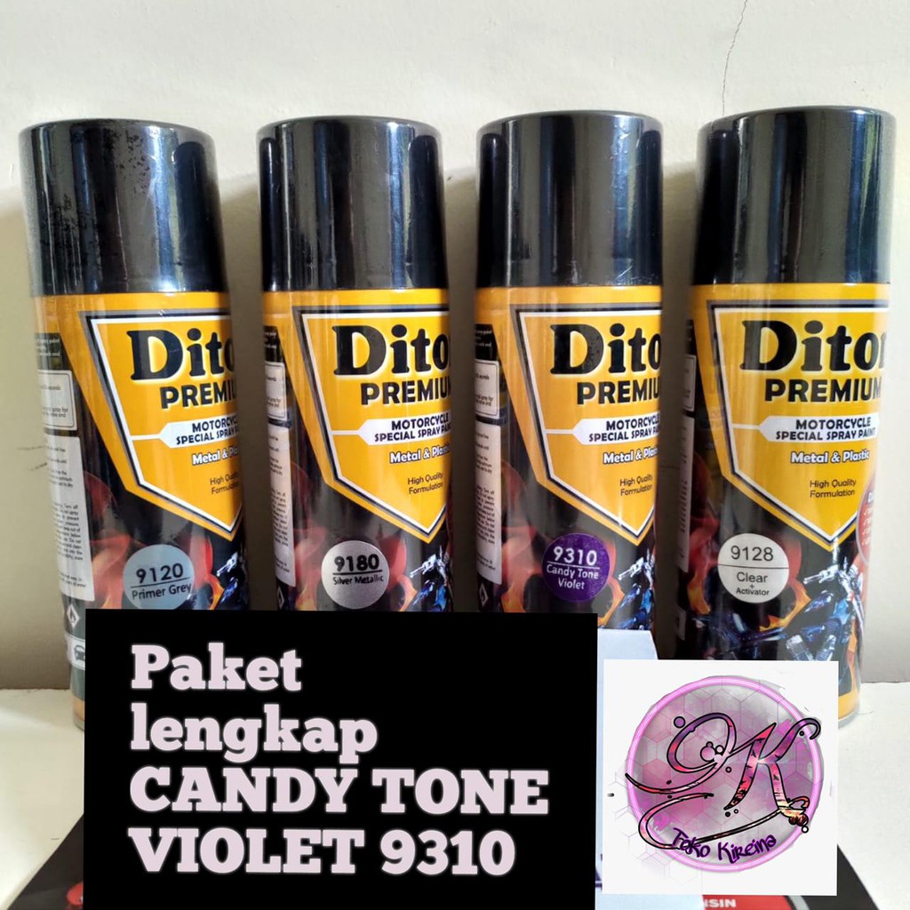 Paket Diton Premium Candy Tone Violet 9310 Ungu (ISI 4 KALENG) Cat Semprot Pilox Pylox