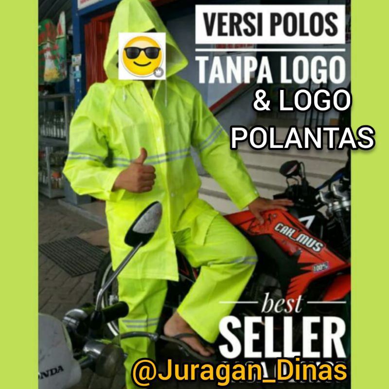 (Standar POLRI) JAS HUJAN LANTAS POLANTAS POLISI LALU LINTAS SETELAN HIJAU STABILO SAFETY TOURING