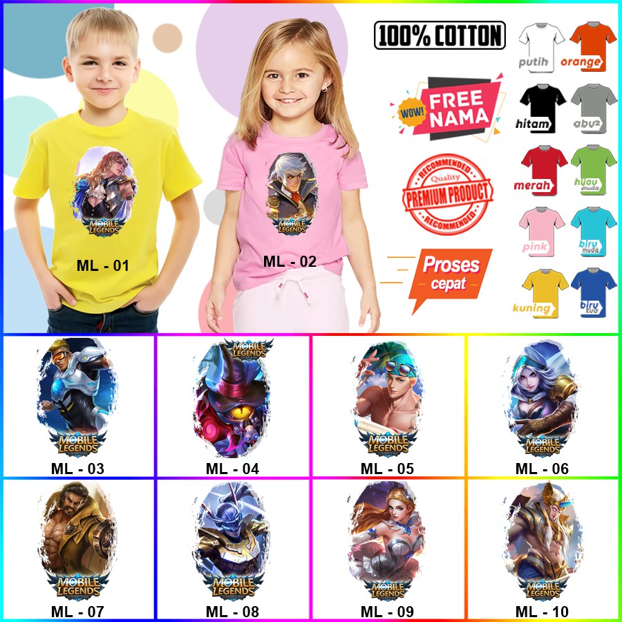 Baju Kaos ANAK DAN DEWASA MOBILE LEGEND COUPLE (FREE NAMA)