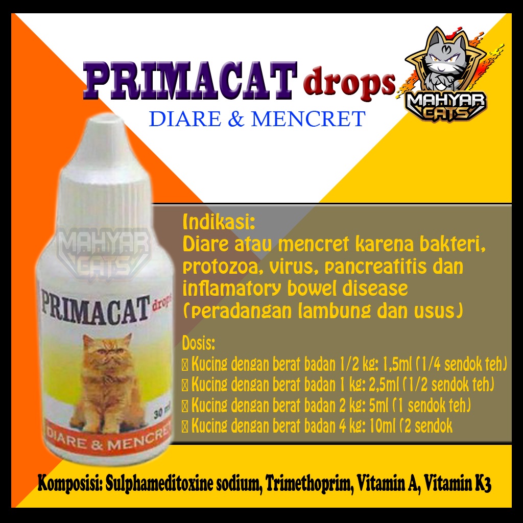 PRIMA CAT 30ml|Obat Mencret/Diare Kucing Ampuh