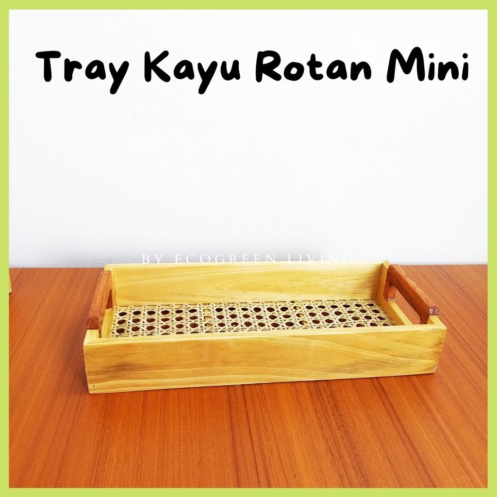 NAMPAN WOODEN MINI ROTAN WEBBING / SERVING TRAY / BAKI HOMEDECOR