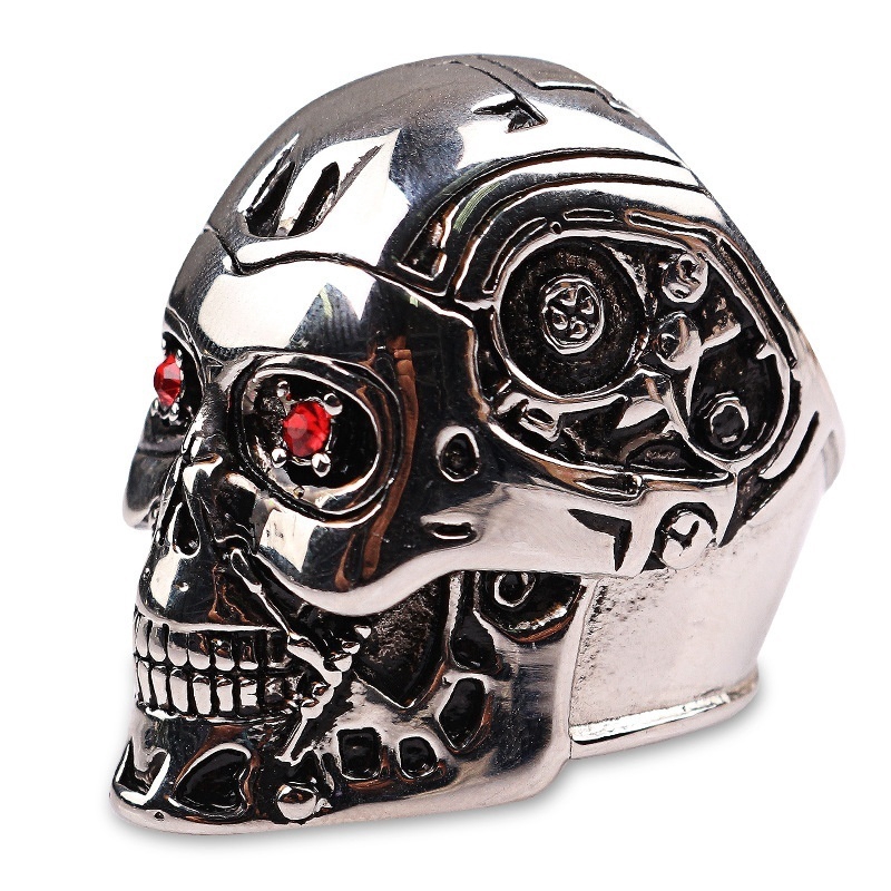 Cincin Metal Desain Tengkorak Terminator Genesis Untuk Pria