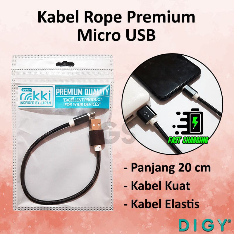 Kabel Fast Charger / Kabel Data USB Rope Metal Premium Samsung dan Iphone