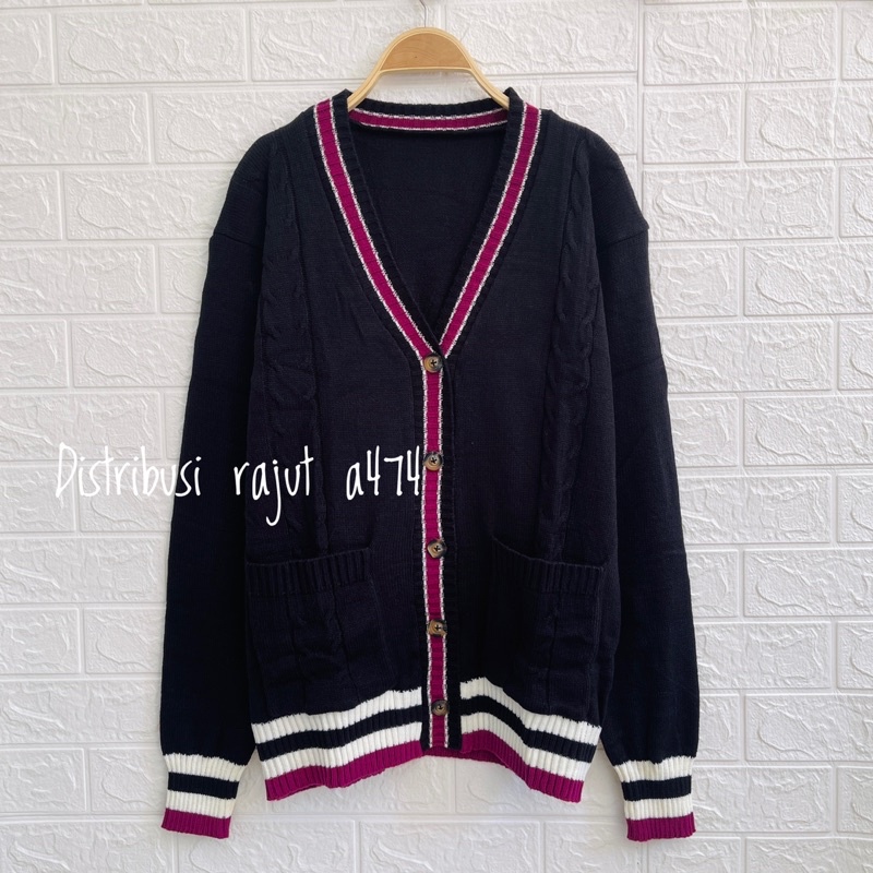 BAJU SELEN OVERSIZE CARDIGAN RAJUT MOTIF KANCING WANITA