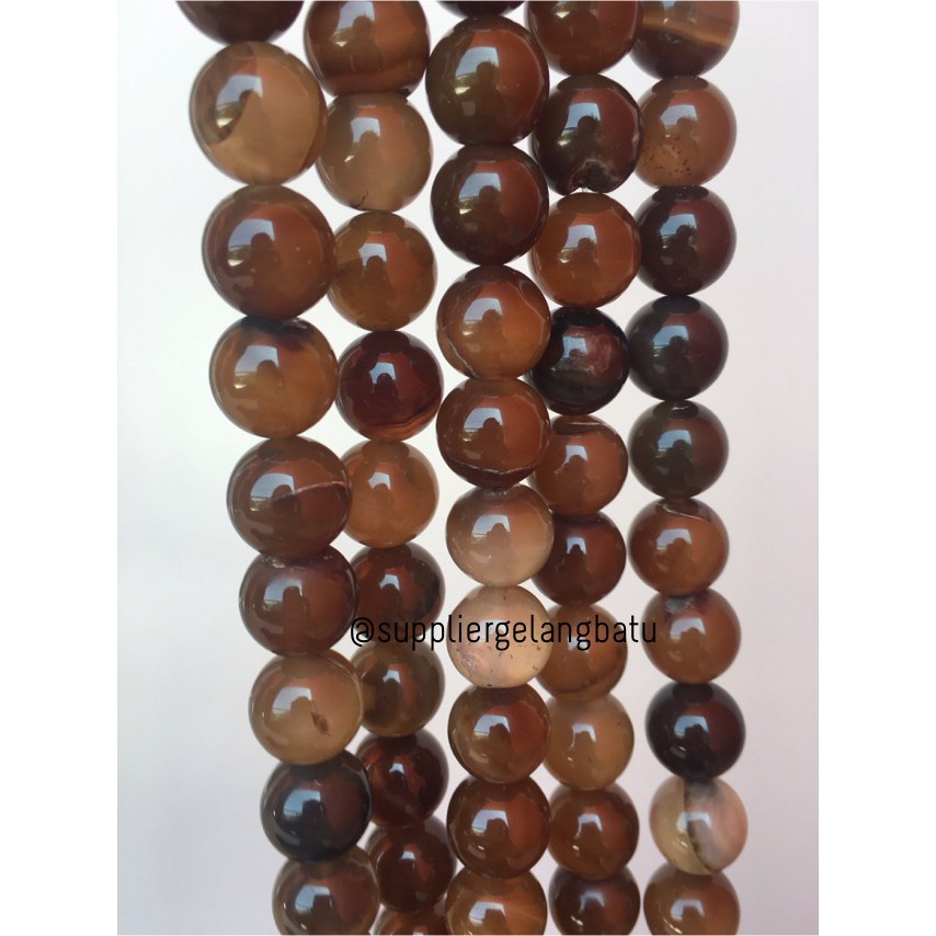 bahan manau 14mm coklat putih onyx bahan carnelian gelang kalung brown necklackle pendant jewelry