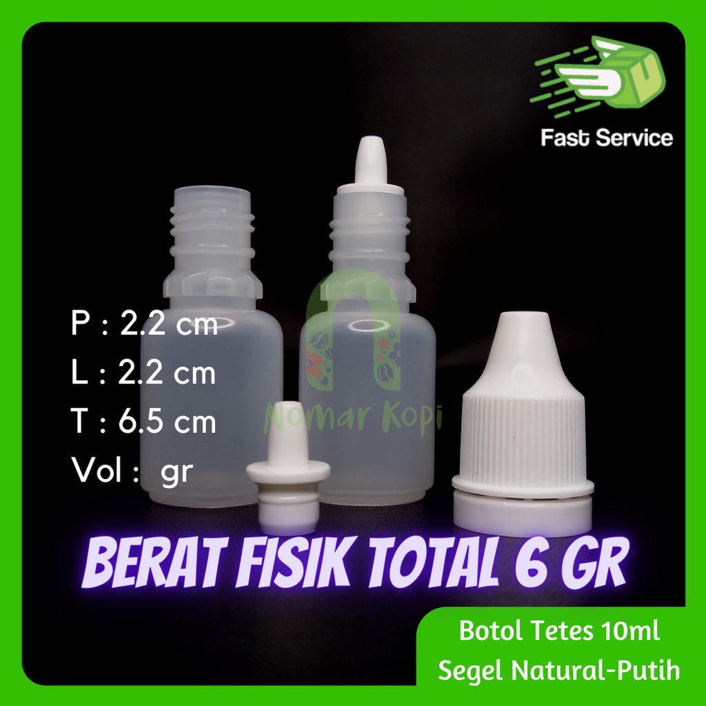 Botol Tetes 10ml Clear Tutup Segel Plug Tebal Murah