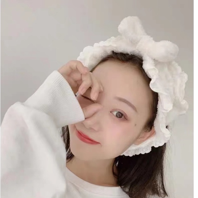 (Hello Girl)F99 Bandana Kain Lembut Motif Renda Pita Gaya Korea Import