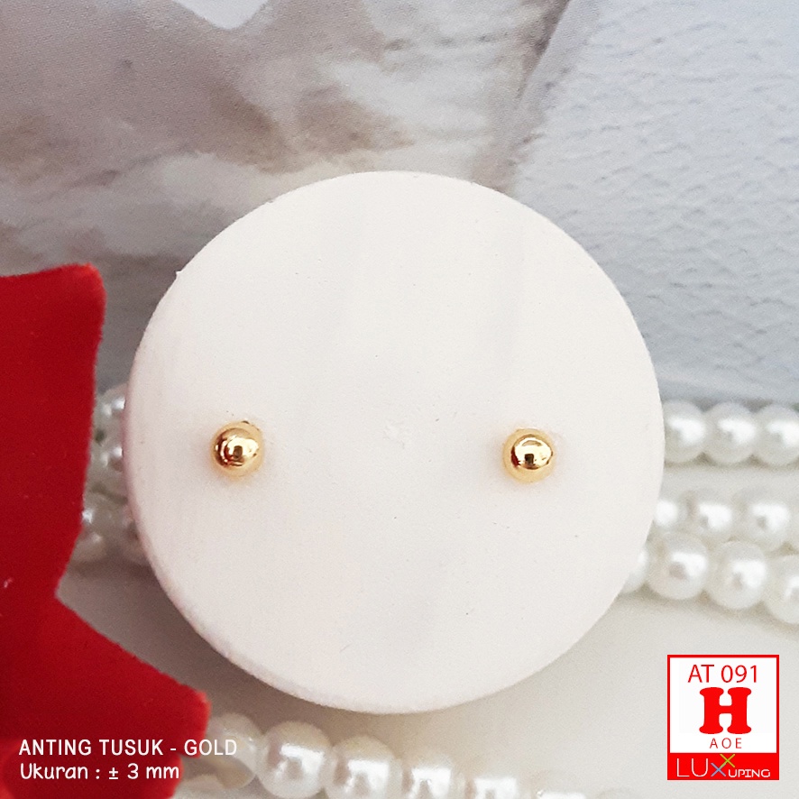 AT 091 Anting Tusuk Kecil Tindik Lubang di Pinggiran Telinga Perhiasan Lapis Emas Imitasi Permata Zirkon Aksesoris Wanita Korea Model Terbaru Anting Funky Anting Unisex Laki Perempuan Piercing Luxx Xuping