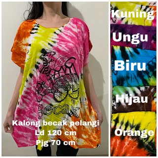 GISELLE SHOP BAJU  ATASAN KALONG JUMBO MOTIF BECAK  PELANGI 