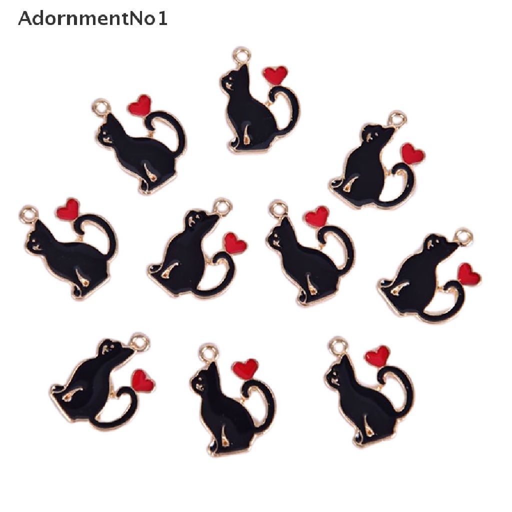 (AdornmentNo1) 10pcs / Set Liontin Bentuk Kucing / Hati Bahan Alloy Untuk Kerajinan Tangan DIY