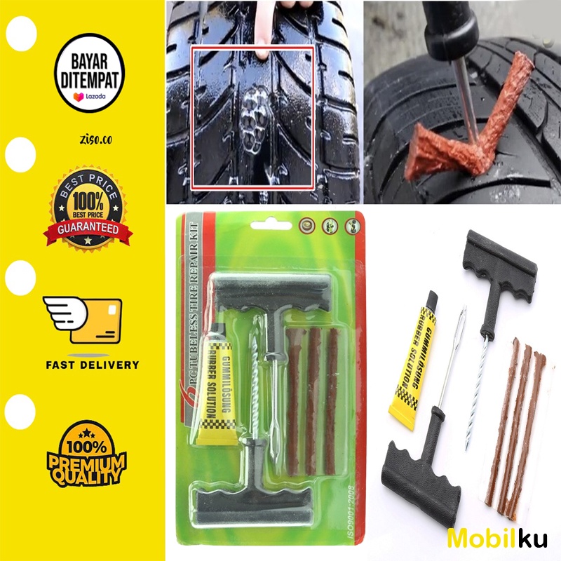 [1 SET] Alat Tambal Ban Tubles Set Tubeless Ban Bocor Motor Mobil