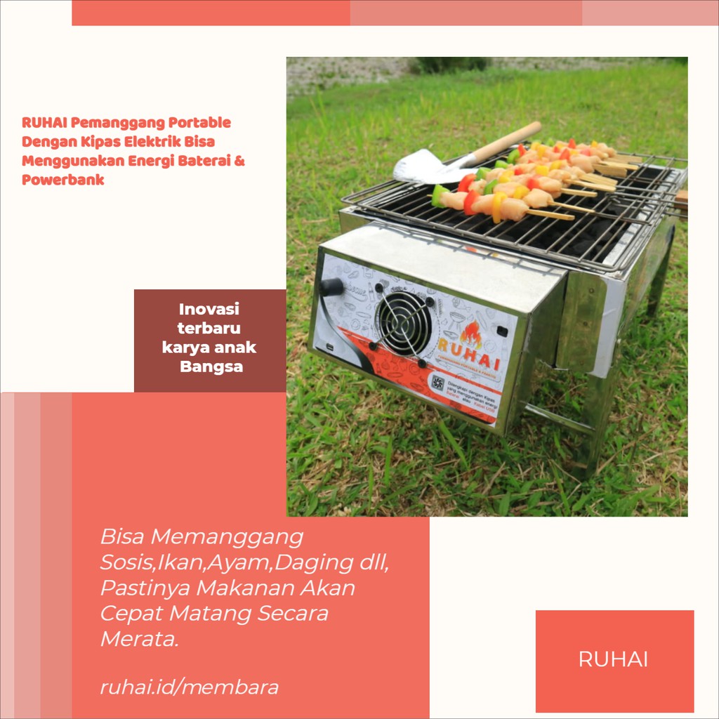 RUHAI Alat Panggang Sate/Ikan/BBQ Grill Stove Foldable - BISA DILIPAT