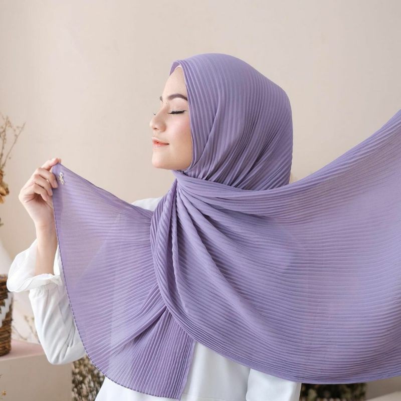 Pashmina Plisket Shawl lidi full 75x180 cm Pasmina premium Hijab Instant/Pashmina pleated shawl