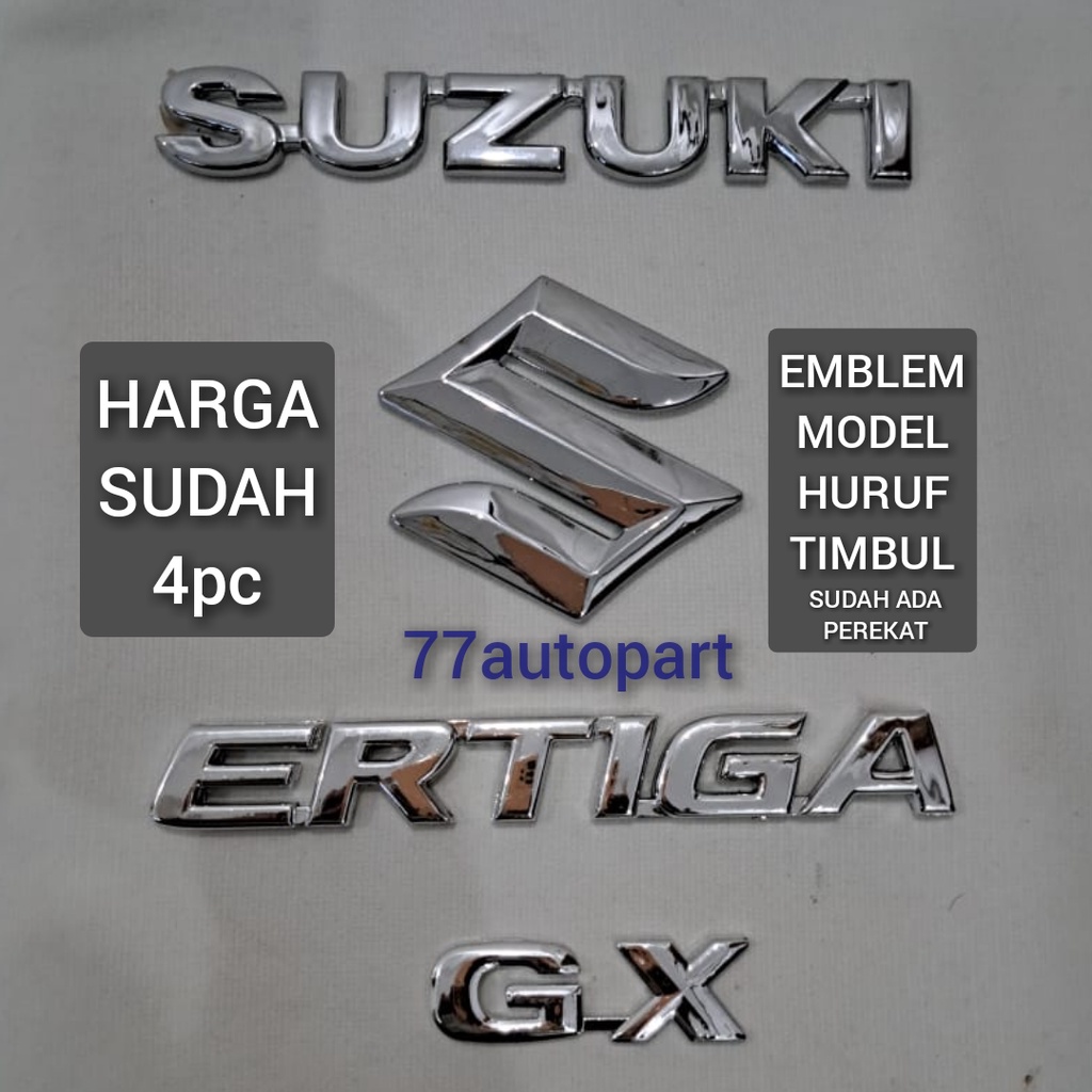 emblem logo mobil suzuki ertiga type gx set 4pc