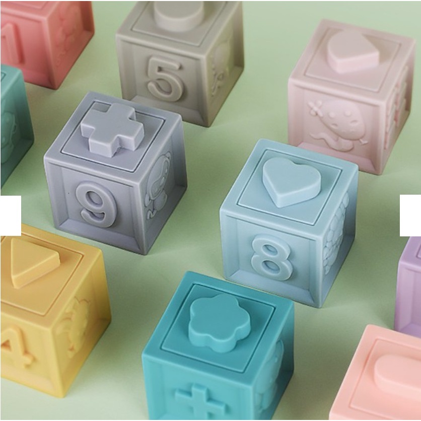 Mainan Bayi Baby Soft Tots Building Blocks Isi 6 dan 12