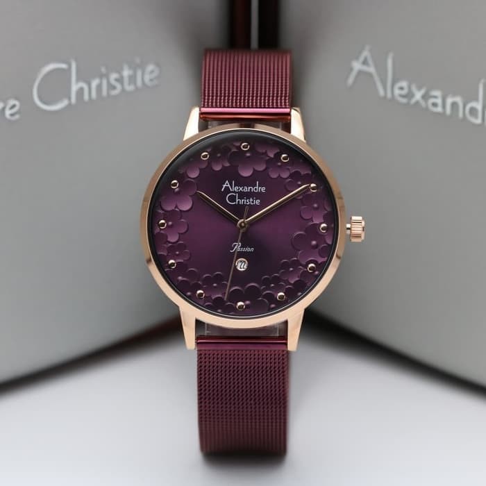 JAM TANGAN WANITA ALEXANDRE CHRISTIE AC 2794 / AC2794 ROSEGOLD PURPLE ORIGINAL