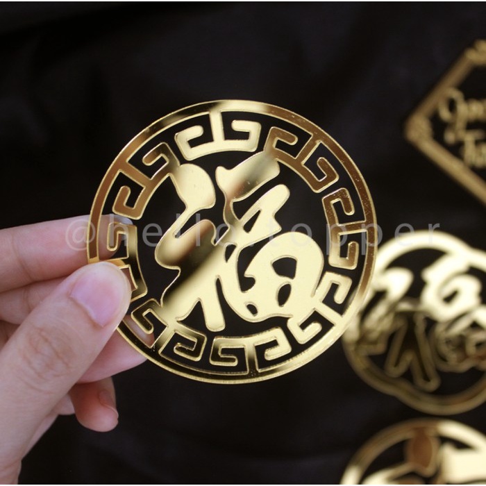 

Hiasan Hampers Tag Chinese New Year Imlek Gold Mirror | Imlek Elegan