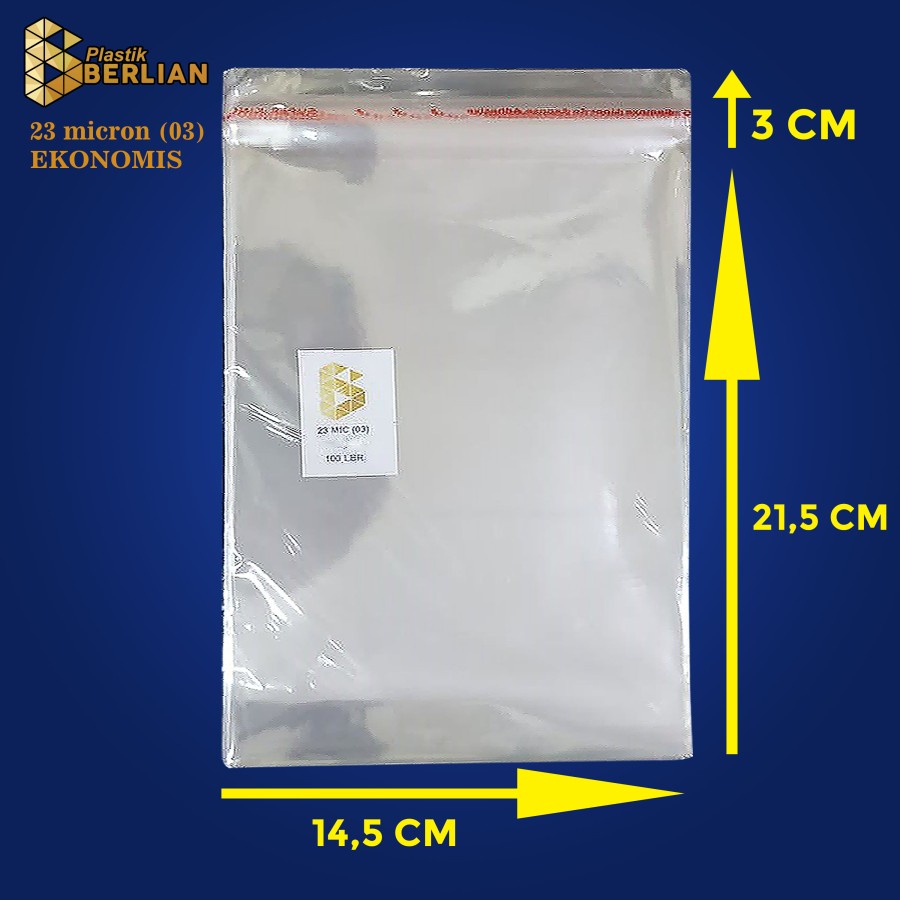 

14,5 x 21,5 cm Plastik OPP EKONOMIS 23micron (100 lbr) (lem/seal)