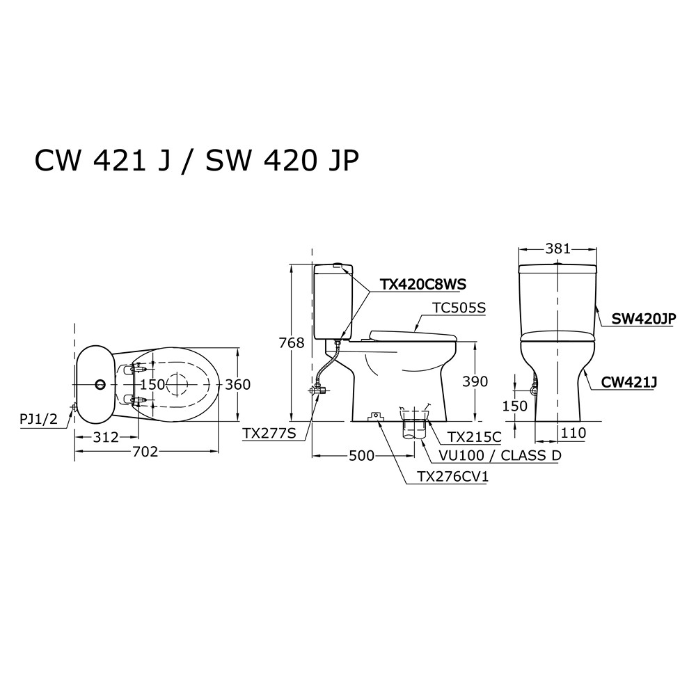 Closet Duduk CW 421 J Tutup Soft Closing