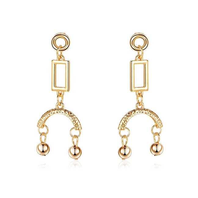 LRC Anting Tusuk Fashion Gold Zinc Alloy Geometric Earrings F69375