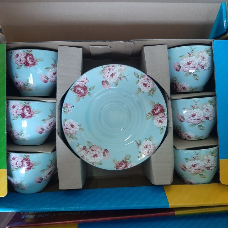 TEA SET SHABBY BLUE (ISI 12 PC 6 LEPEK 6 CANGKIR) /KADO PERNIKAHAN /SHABBY /TEA SET LUCU
