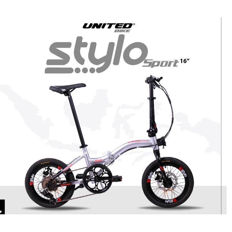 Sepeda Lipat Folding Bike United Stylo DB Sport 16 Inch 6 Speed Disc Brake-5