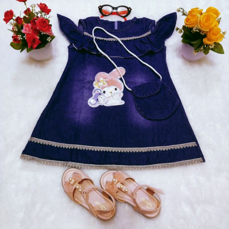 dress jeans anak perempuan model sabrina dress jeans cantik