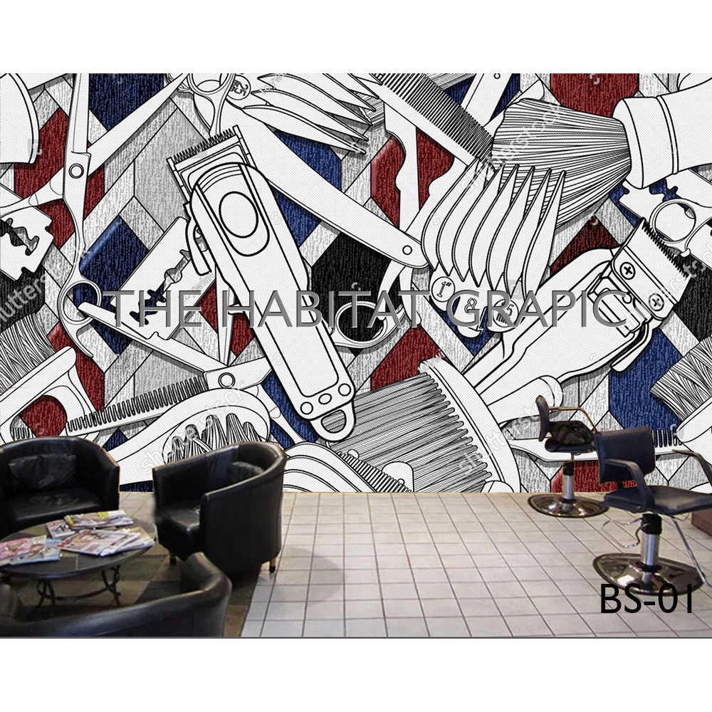 WALLPAPER 3D WALLPAPER CUSTOM WALLPAPER DINDING BARBERSHOP 2