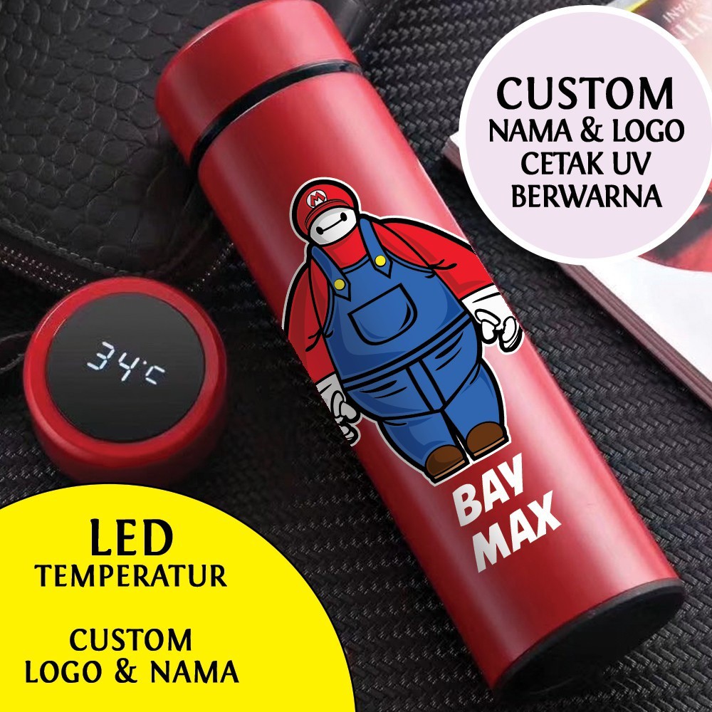 CUSTOM [ NAMA / LOGO ] CETAK UV PRINTING H217 TERMOS / TUMBLER SMART LED TERMOMETER HAMPERS PRINT