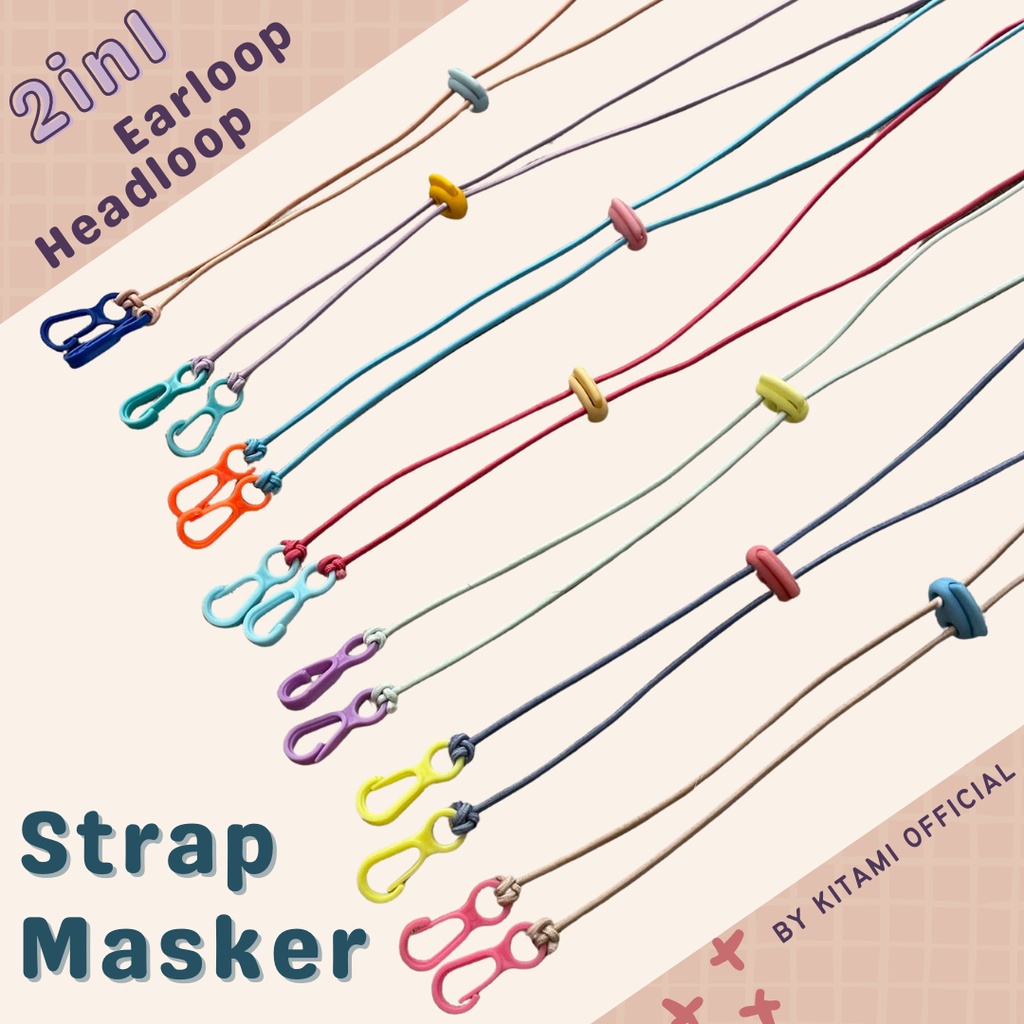 STRAP MASKER WARNA UNIK LUCU CUSTOM 2 IN 1 | TALI MASKER KALUNG KONEKTOR HIJAB EARLOOP HEADLOOP