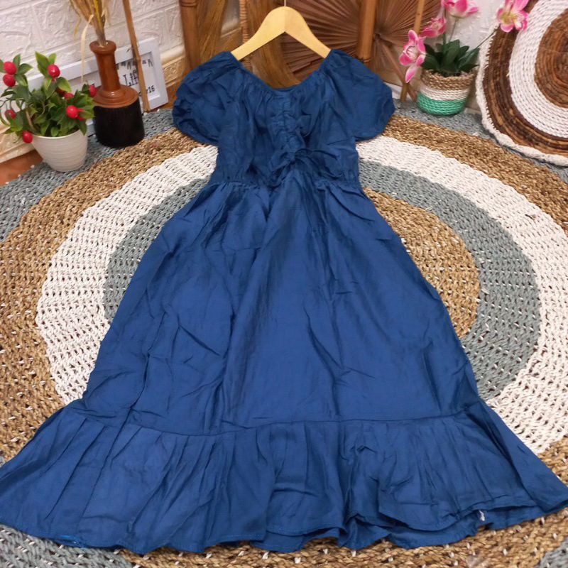 DASTER ELSA VIRAL | DRES CASANDRA BALI | DASTER KEKINIAN | DASTER RUFFLE BUSUI [Best Seller ]-Navy