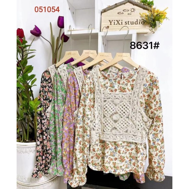 ‼️IMPORT‼️BLOUSE FLOWER + VEST 8631# / BLOUSE IMPORT / BLOUSE FLOWER IMPORT / BLOUSE BUNGA IMPORT / 