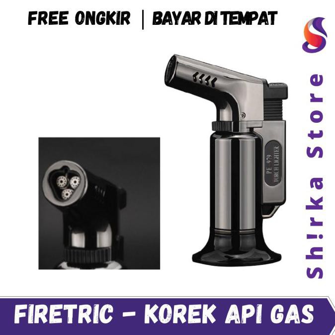 DISKON Firetric Korek Api Mini Gas Butane Turbo Torch Jet 3 Windproof