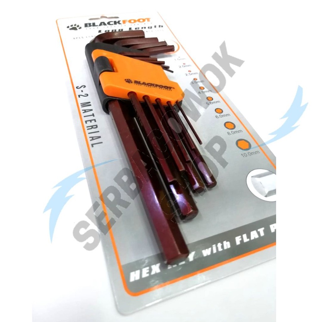 Blackfoot Kunci L Panjang Long 9 Pcs Hex Key Wrench Set 1.5mm - 10 mm Termurah Berkualitas