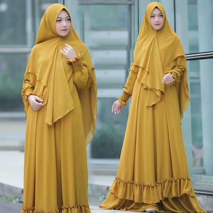 EL GROS 2 Gamis Jumbo agatha XXXL jaguar import glitter kombi saten dan bunga 4D Ld120 Pjg145 i.2163