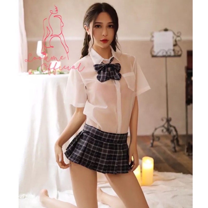 Korean Plaid School Girl Uniform Set Lingerie Seragam Sekolah Murid Korea Baju Dinas Pelajar Renda T