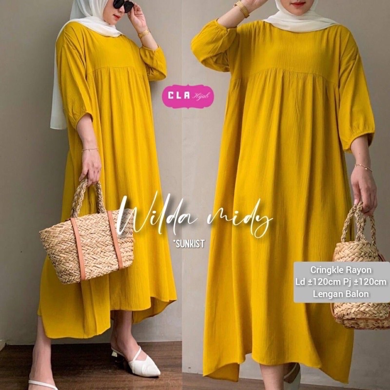 Wilda Midy Dress Midi Rayon Airflow Premium