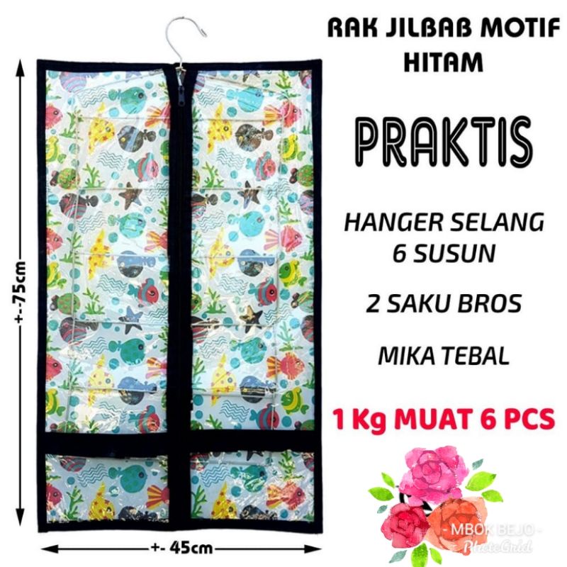 Rak Hijab Gantung Motif Gantungan jilbab Murah include hanger  Murah Kuat Gantung Awet Rak Kerudung Gantung