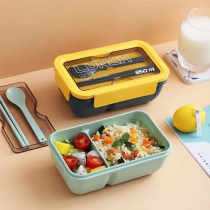 0Kotak Makan Transparant Lunch Box Bento Box 850 ml BPA FREE