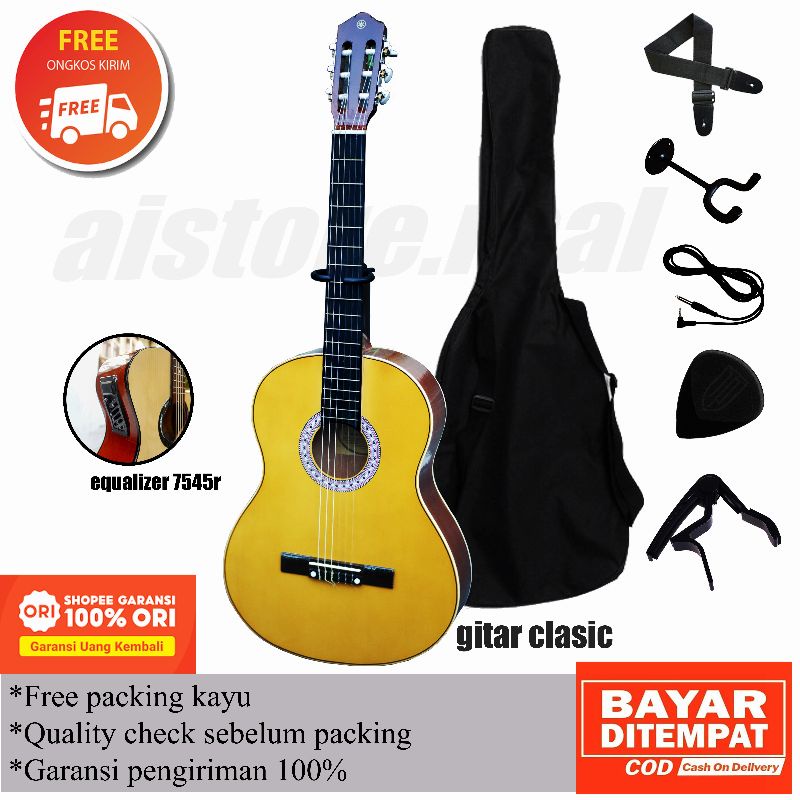 Gitar akustik / elektrik pemula model clasic yamaha (Tanam besi) spul colok ke sound