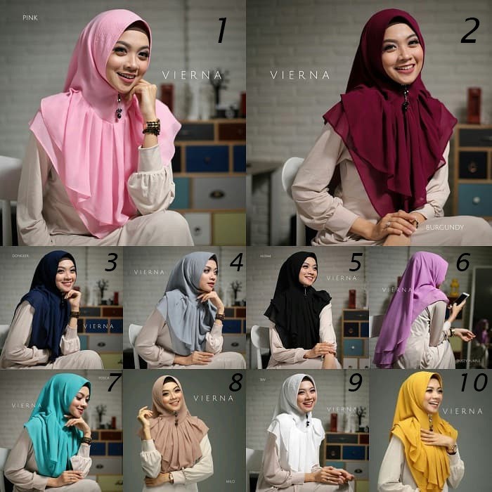 Khimar Vierna dengan Soft Pad Antem Bahan Ceruty