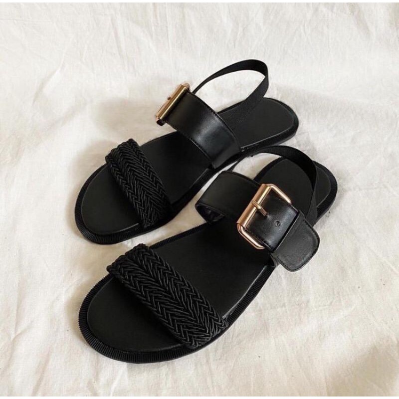 Sandal flats tali wanita kepang