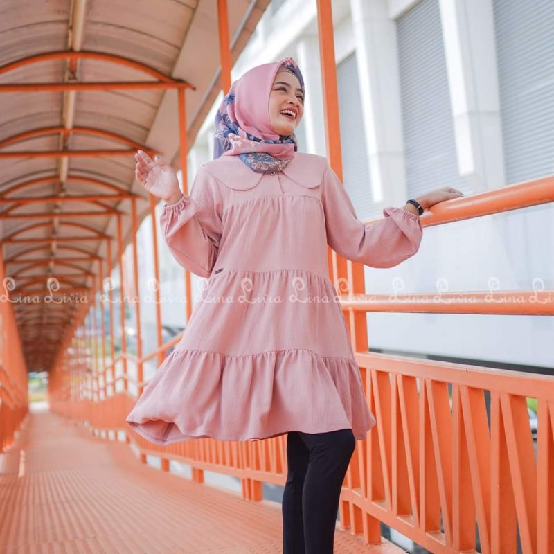 LinaLivia Tunik Crincle Ringan dan Nyaman