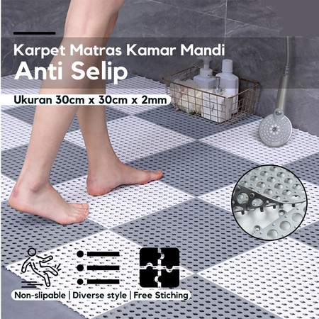 UG Karpet Kamar Mandi Anti Licin 30x30CM / Keset Lantai Anti Slip Polkadot Dapur Mat Non-Slip