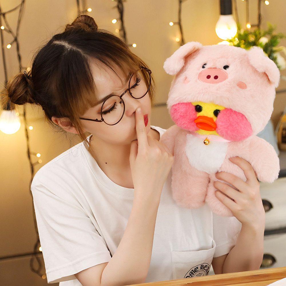 Quinton Lalafanfan Ducks Plush Toys Korea Kawaii Gadis Lembut Mainan Hadiah Natal Transform to Pig Cat Rabbit Dog Panda Yellow Duck Boneka Mainan