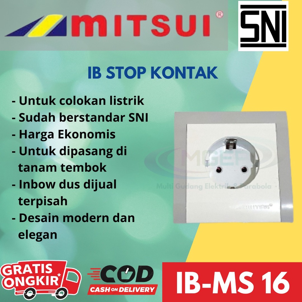 Mitsui Stop Kontak Inbow Tanam Helios MS 16 IB SNI OriginalMitsui Stop Kontak Inbow Tanam Helios MS 16 IB SNI Original